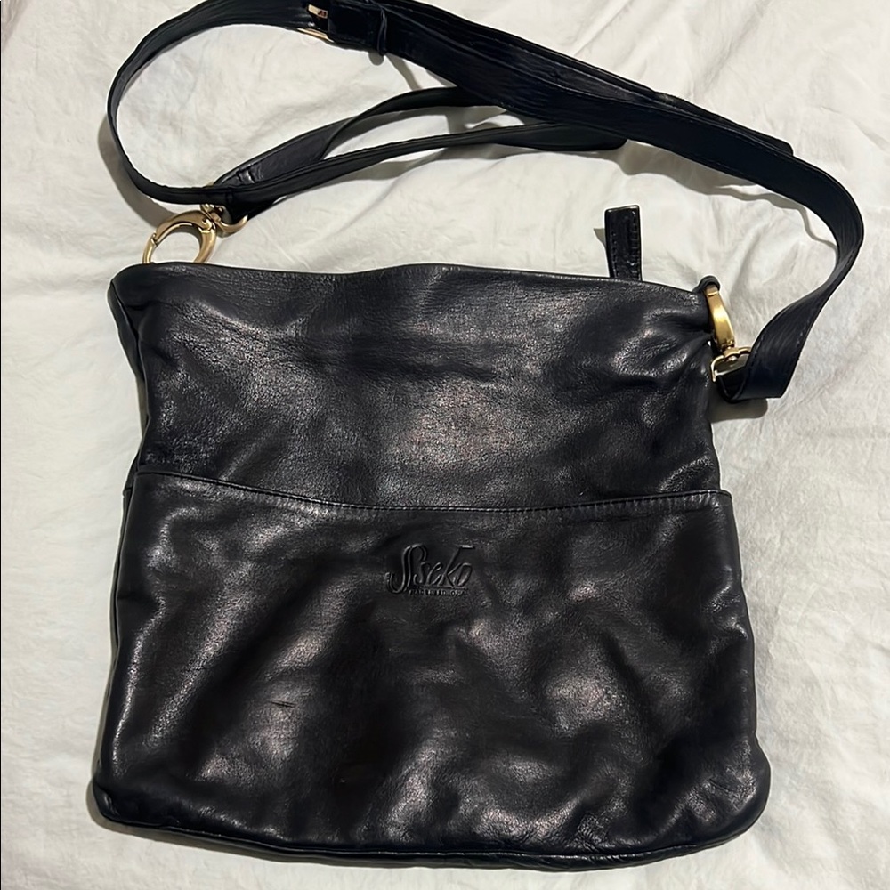 Sseko Black Leather Crossbody Bag